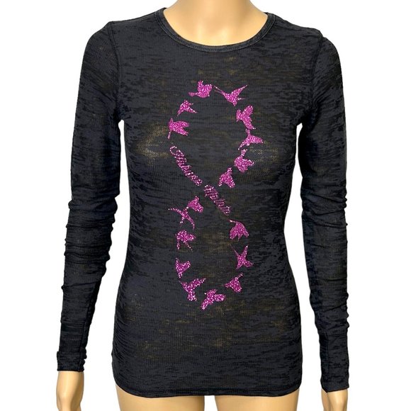 Rue 21 Women's Juniors M Black Purple Sparkle Hakuna Matata Blouse Shirt - Picture 1 of 12